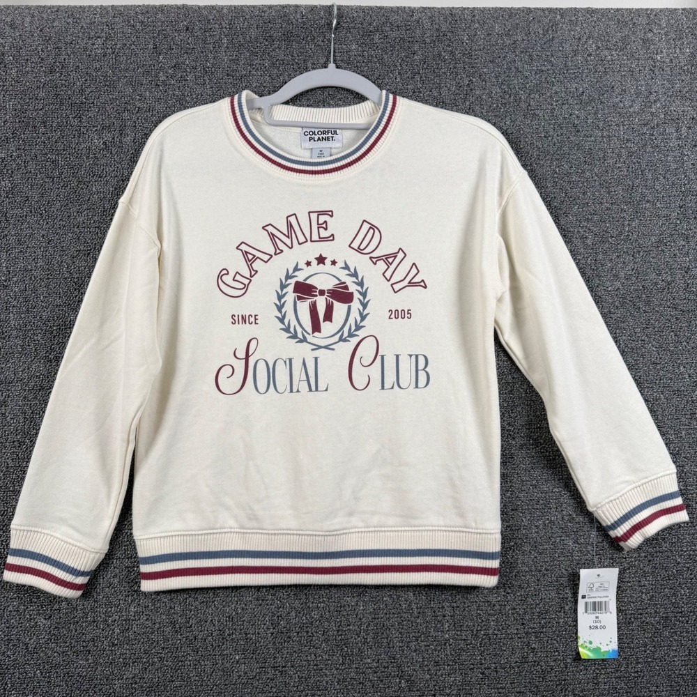 NWT Colorful Planet Kids 10 Graphic Crew Neck Pullover Sweatshirt Sporty Kidcore